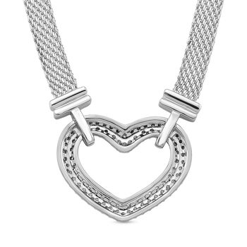 Wei&szlig;e Zirkonia 50+5cm Halskette in Silberton