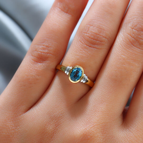 London Blau Topas Ring 925 Silber Bicolor  ca. 0,99 ct image number 3
