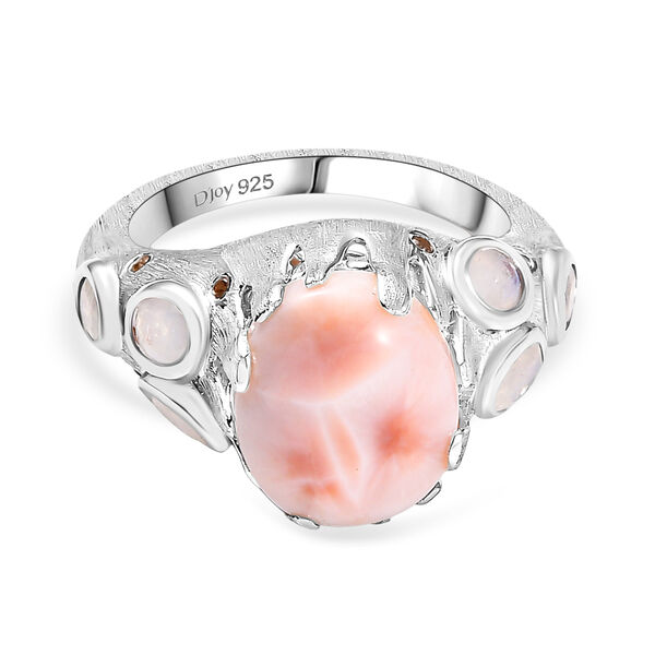 D'Joy AA Natrolith, Regenbogen Mondstein Ring 925 Silber rhodiniert (Gr&ouml;&szlig;e 16.00) ca. 5,58 ct