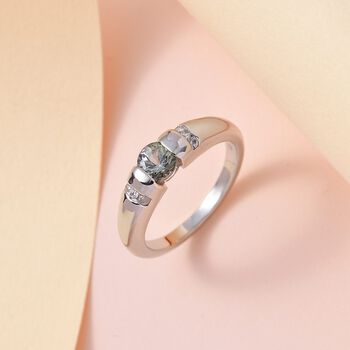 Gr&uuml;ner Tansanit und Zirkon-Ring - 0,73 ct.