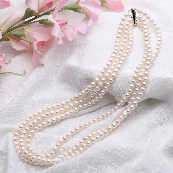 3-lagige Süßwasserzuchtperlen-Halskette, 45 cm - 354,50 ct. image number 2