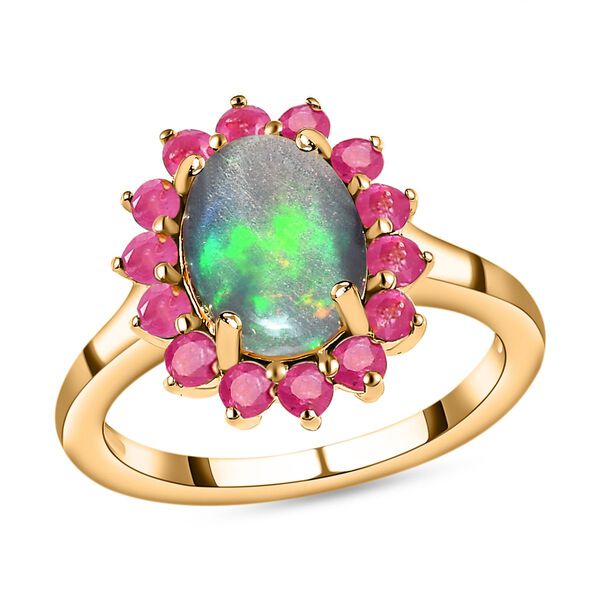 Natürlicher, äthiopischer Welo Opal und afrikanischer Rubin-Ring - 1,90 ct. image number 5