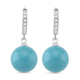 Sleeping Beauty Farbe Muschelkernperle, Weißer Zirkonia Ohrringe Messing Standard 20.50 ct