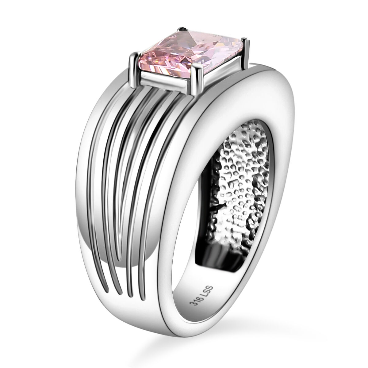 Edelstahlring Ring Edelstahl rosa pink Zirkonia verschiedene Größen 