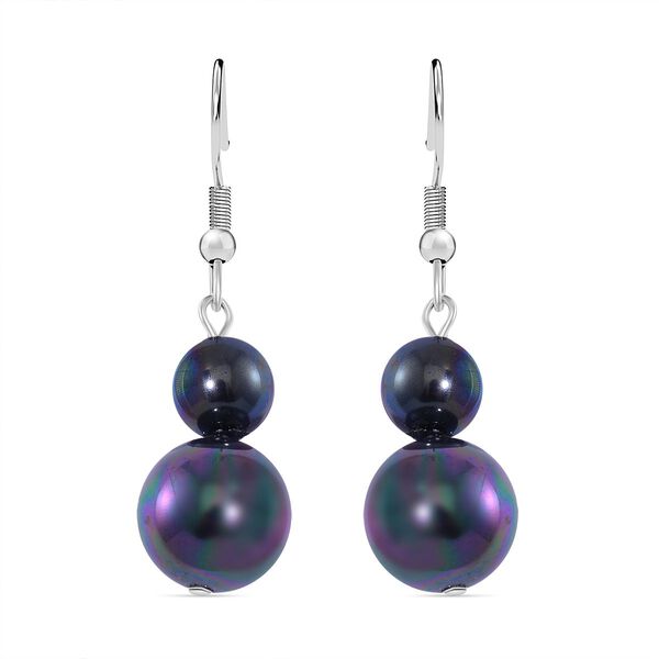 Pfauenfarbene Muschelkernperlen Ohrringe