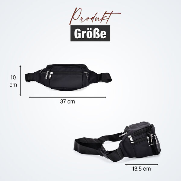 Nylon-G&uuml;rteltasche mit RFID-Schutz, 37x10x13,5cm, Schwarz image number 5