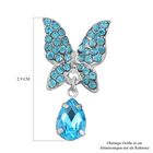 Blauer Kristall Schmetterling Ohrringe, silberfarben image number 4