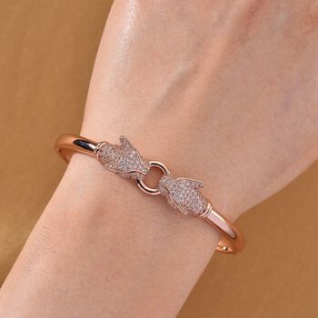 Gr&uuml;ner und wei&szlig;er Zirkonia 19cm Armreif in Ros&eacute;goldton