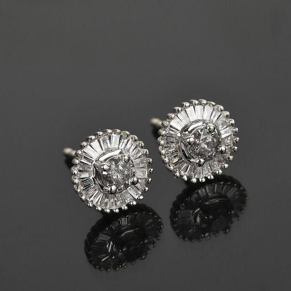 Diamant zertifiziert I2-I3 Ohrstecker 375 Wei&szlig;gold ca. 0,50 ct image number 2