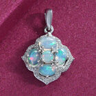 Natürlicher, äthiopischer Opal und Zirkon floraler Anhänger in Silber image number 2