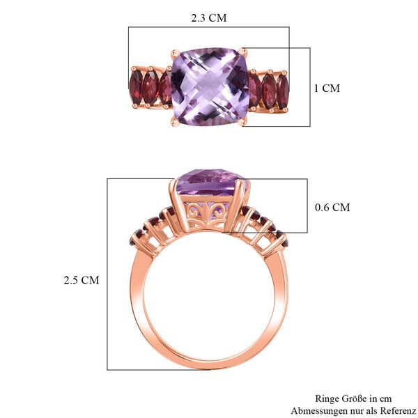 Rose De France Amethyst, Natürlicher Rhodolith Granat Ring, 925 Silber 750 Roségold Vermeil (Größe 21.00) ca. 5.37 ct image number 7