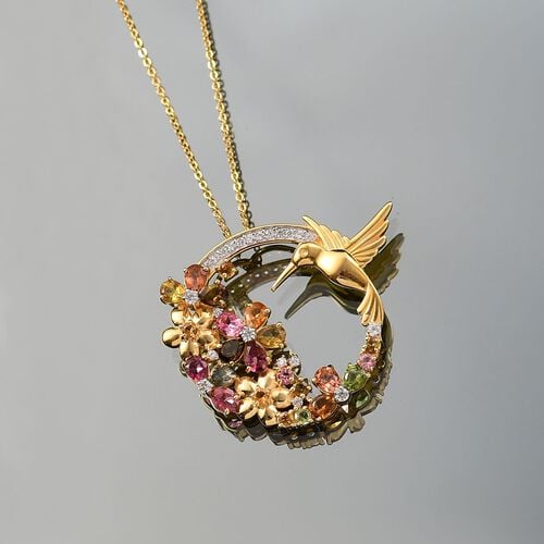 Flügel der Blüte-Mehrfarbig-Turmalin Schmuckset 925 Silber 750 Gelb Vergoldet ca. 3,02 ct. image number 1