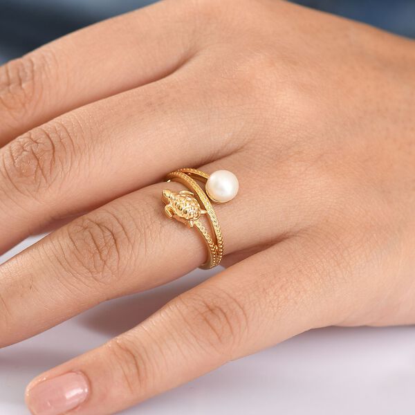 GP Trionfo Kollektion - Süßwasser Perle, Kanchanaburi Blauer Saphir Ring 925 Silber 750 Gelb Vergoldet (Größe 17.00) image number 4