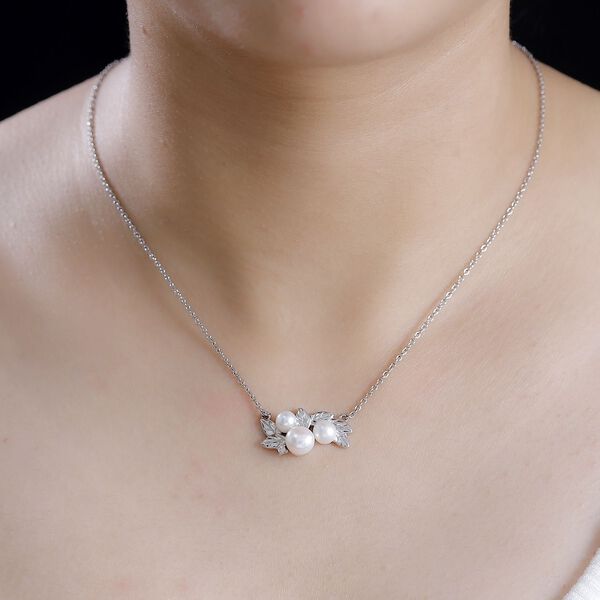 S&uuml;&szlig;wasser Perle Halskette, 45 cm image number 2