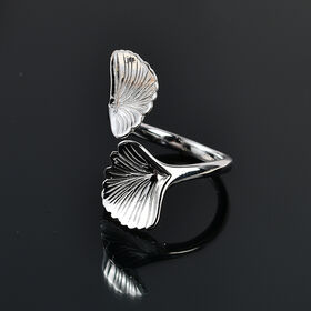 GP Italian Garden Kollektion - Blatt- und blauer Saphir-Ring, 925 Silber rhodiniert