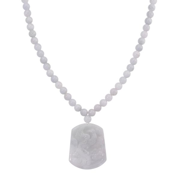 D'Joy EXTREM SELTEN Nat&uuml;rliche Wei&szlig;e Jade Halskette ca. 50 cm 925 Silber rhodiniert ca. 400.00 ct