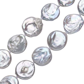 Wei&szlig;e Keshi Perlen-Halskette in Silber, 50 cm, 225,00 ct.