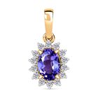 AA Tansanit, Moissanit Anhänger, 375 Gold, ca. 0.95 ct
