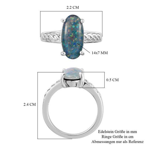 Boulder Opal Triplett  Solitär Ring 925 Silber Platin-Überzug image number 4