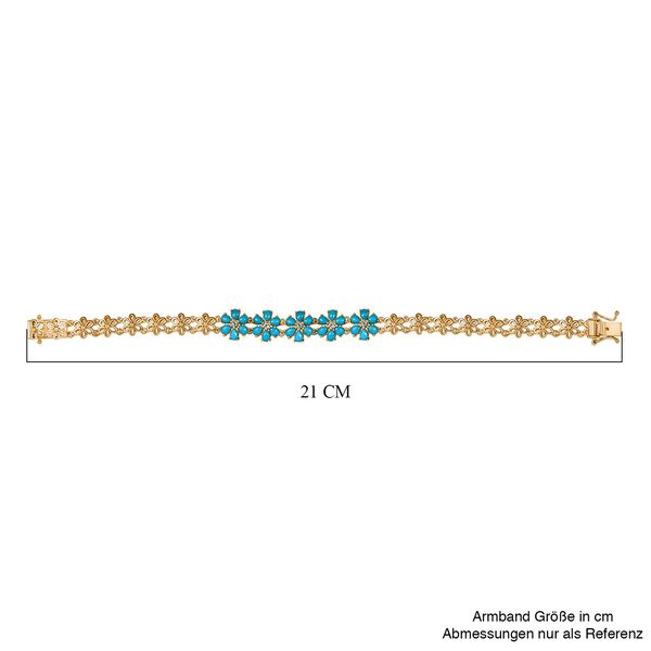 D'Joy AA Sleeping Beauty Türkis, Blauer Apatit Armband ca. 20 cm 925 Silber 750 Gelbgold Vermeil ca. 4,76 ct. image number 4