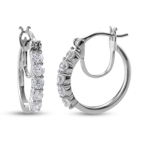 LUSTRO STELLA Hergestellt mit ZIRKONIA Creolen 925 Silber Platin-&Uuml;berzug image number 4