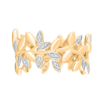 Wei&szlig;er Diamant Ring 925 Silber Gelbgold Vermeil (Gr&ouml;&szlig;e 16.00)