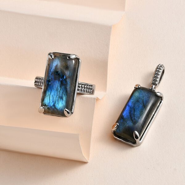 Labradorit Schmuckset  Edelstahl ca. 23.98 ct image number 2