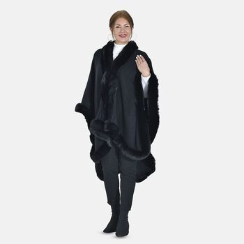 Kunstpelz-Ruana, Einheitsgr&ouml;&szlig;e - Schwarz