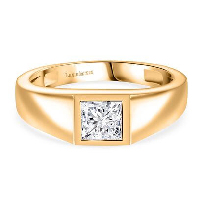 LUXURIANT DIAMOND - Lab Grown Diamant VS-EF SGL zertifiziert Ring 925 Silber 750 Gelbgold Vermeil (Gr&ouml;&szlig;e 19.00) ca. 1.00 ct