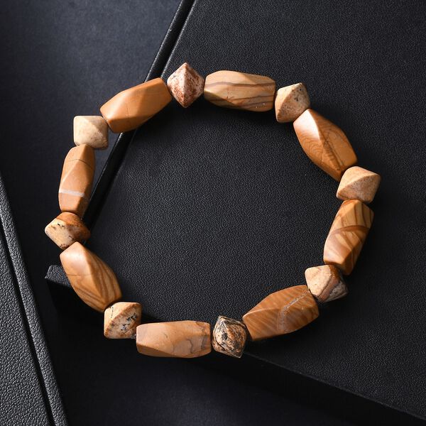 Erdnuss Holz Jaspis Armband Flexibel (18 cm), ca. 104.00 ct image number 2