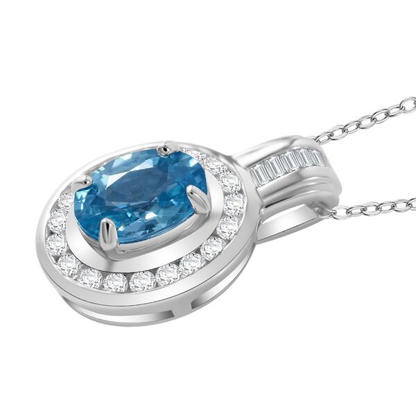 AA Blauer Zirkon, Weißer Zirkon Schmuckset 925 Silber rhodiniert ca. 3,52 ct. image number 3