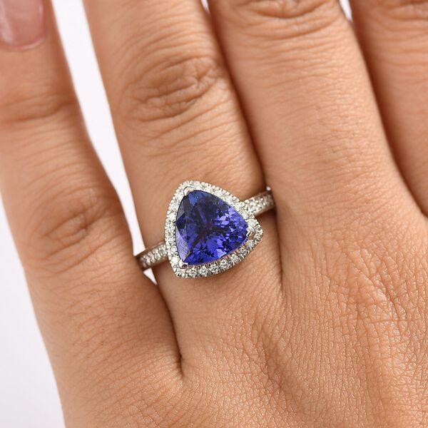 Rhapsody AAAA Tansanit, Wei&szlig;er Diamant Ring 950 Platin (Gr&ouml;&szlig;e 20.00) ca. 3,61 ct image number 2