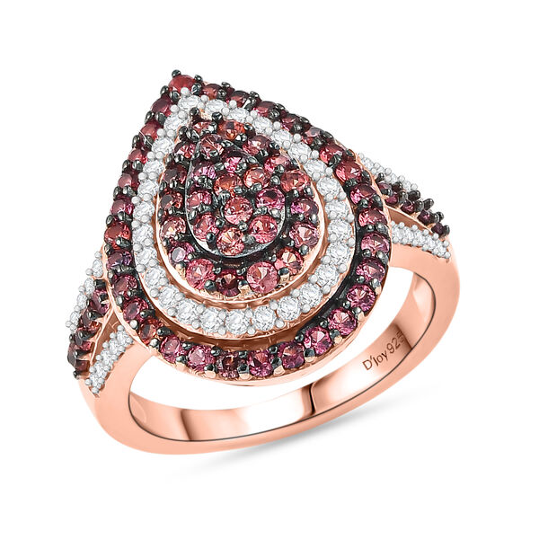 D'Joy AA Padparadscha Saphir und Zirkon Ring - 1,87 ct. image number 3