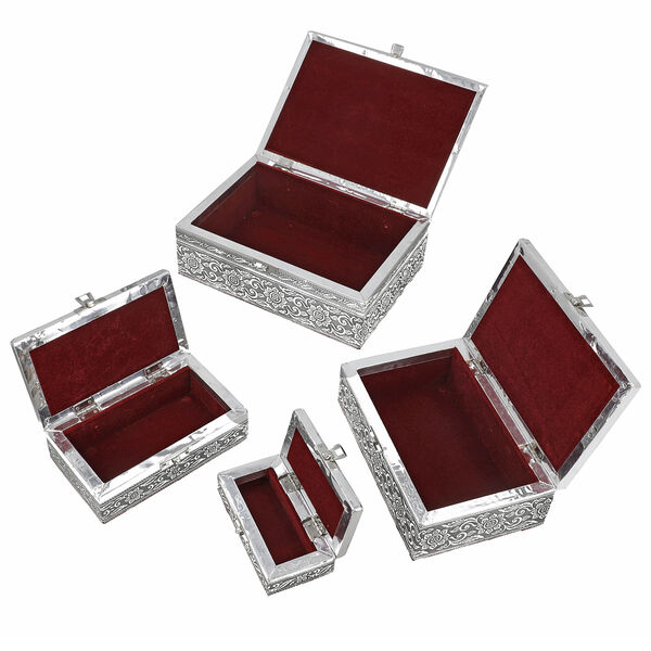 Satz von 4 handgefertigten Aluminiumboxen mit Adler-Motiv, Größen von 24x17x9 bis 13x6,5x3 cm image number 6