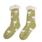 Kuschelige Sherpa-Socken mit Schaf-Motiv, Salbeigrün