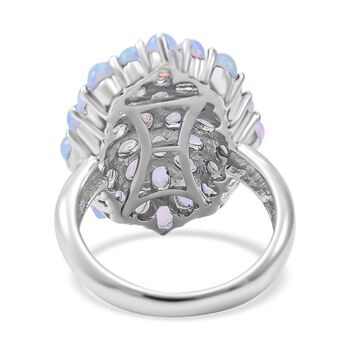 Nat&uuml;rlicher, &auml;thiopischer Welo Opal Ring, 925 Silber platiniert, ca. 4.68 ct