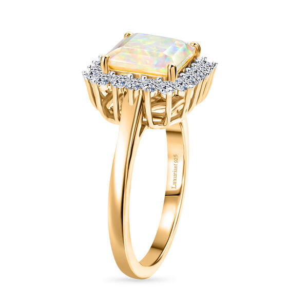 LUXURIANT DIAMOND - AA Nat&uuml;rlicher, &auml;thiopischer Welo Opal, Lab Grown Diamant Ring 925 Silber 750 Gelbgold vermeil (Gr&ouml;&szlig;e 17.00) (10-15 Werktage Lieferzeit) ca. 1.59 ct image number 3