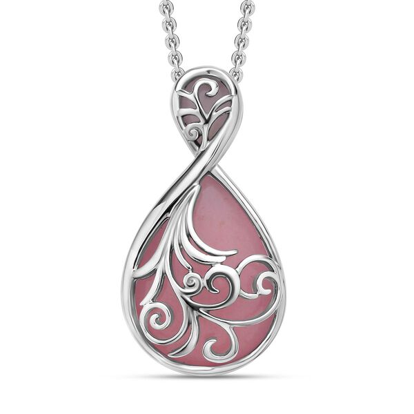 Rosenquarz Anh&auml;nger mit Kette, Edelstahl ca. 20.00 ct