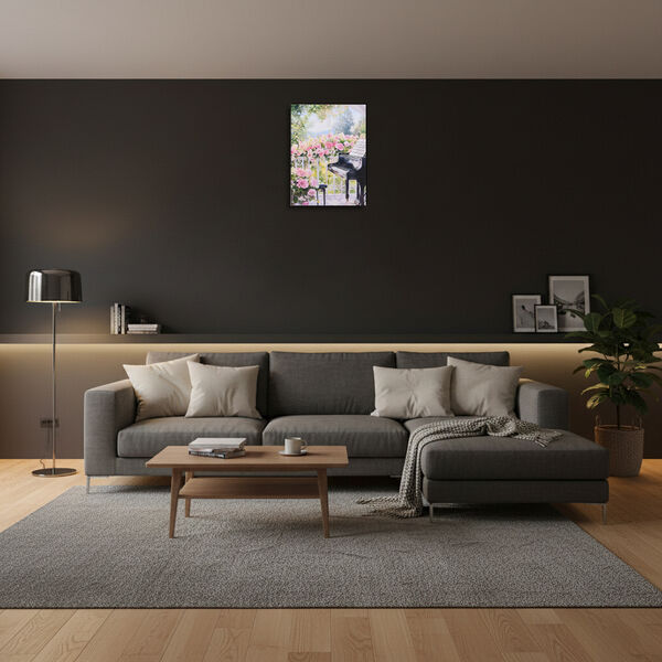 LIVMORE Kirschbl&uuml;ten Park Motiv LED Wandbild mit Glasfaser Lichteffekt 30 x 40 cm image number 1