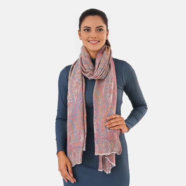 Luxuri&ouml;ser Merino-Seide Jacquard-Schal, 70 x 200 cm, Rosa image number 2