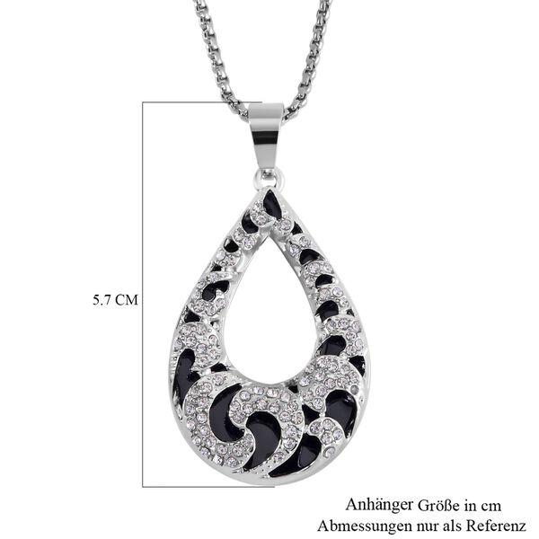 Harzananh&auml;nger mit schwarzem Wirbelmuster und wei&szlig;en Kristallen Halskette, ca. 60 cm image number 7