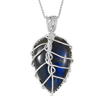 D'Joy AAA Labradorit Schmuckset ca. 50 cm 925 Silber rhodiniert ca. 30.00 ct