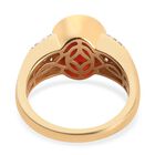 Mexikanischer Kirschfeuer-Opal und Zirkon Ring 925 Silber Vermeil image number 4