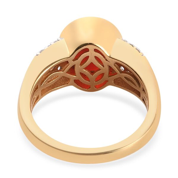 Mexikanischer Kirschfeuer-Opal und Zirkon Ring 925 Silber Vermeil image number 6