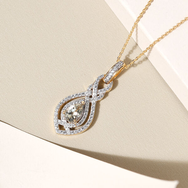 Turkizit und Zirkon doppelter Halo-Anh&auml;nger mit Kette in Silber image number 3