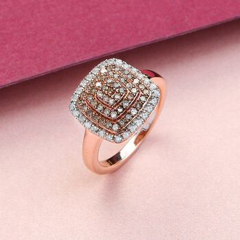 Nat&uuml;rlicher Champagner Diamant und wei&szlig;er Diamant-Ring