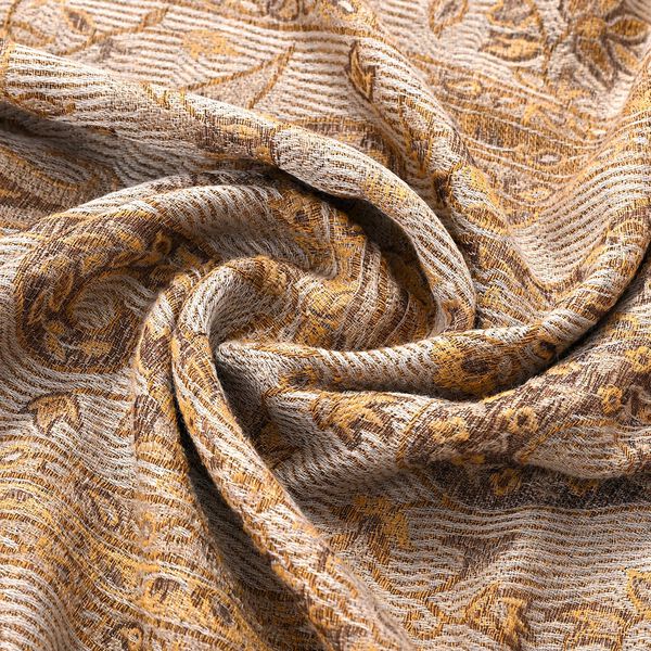 Luxuri&ouml;ser Merino-Seide Jacquard-Schal, 70 x 200 cm, Aprikose image number 6