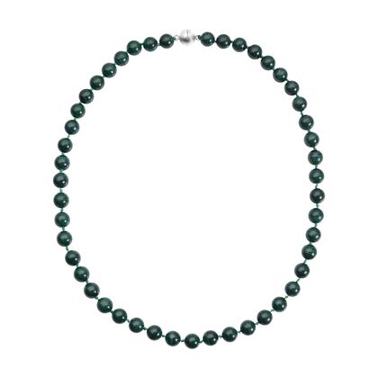 Natürlicher Malachit Halskette, (9-11mm), ca. 50 cm, 925 Silber rhodiniert ca. 402.00 ct