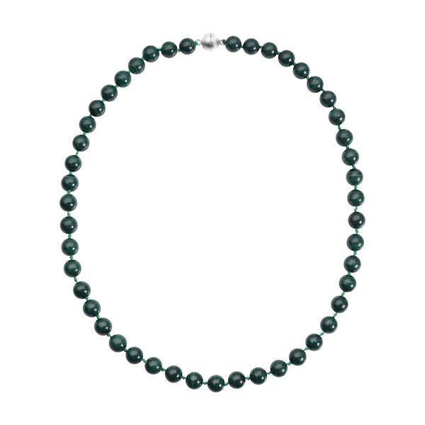 Nat&uuml;rlicher Malachit Halskette, (9-11mm), ca. 50 cm, 925 Silber rhodiniert ca. 402.00 ct