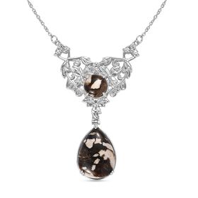 Der Schimmer der Natur - Erdnuss Holz Jaspis Halskette ca. 45 cm Edelstahl ca. 16,88 ct.